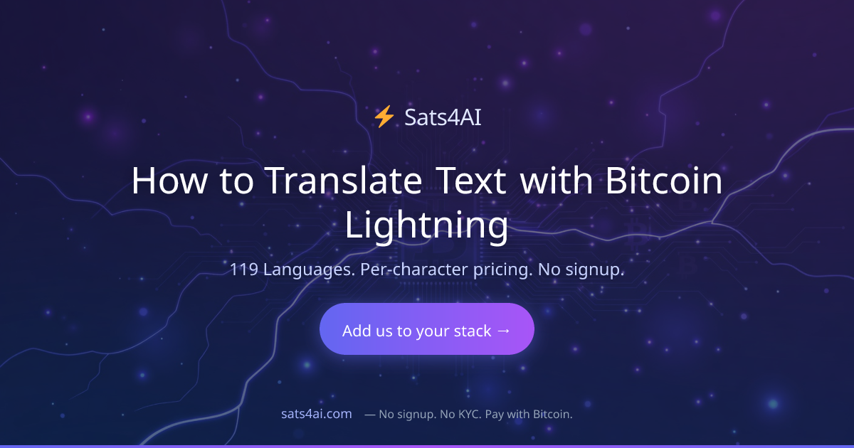 How to Translate Text with Bitcoin Lightning | Sats4AI