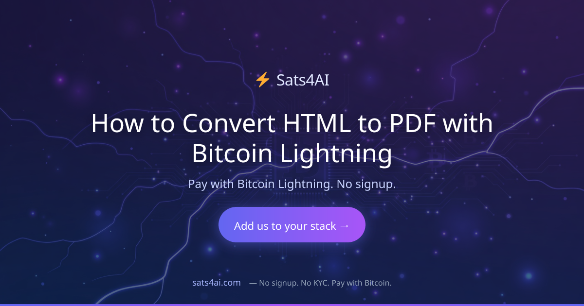 How to Convert HTML to PDF with Bitcoin Lightning | Sats4AI